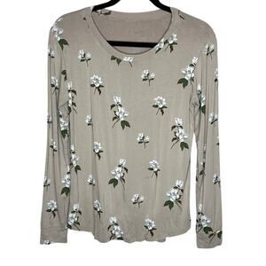 Kyte Baby Bamboo Floral Long Sleeve Top Gray White Womens Size Small Loungewear